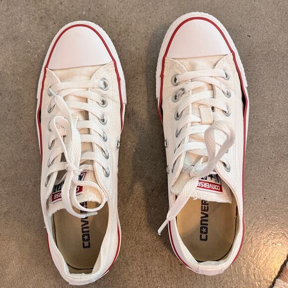 Converse  chuck taylor all star low top white canvas women size 8 sneaker shoes - Picture 8 of 13